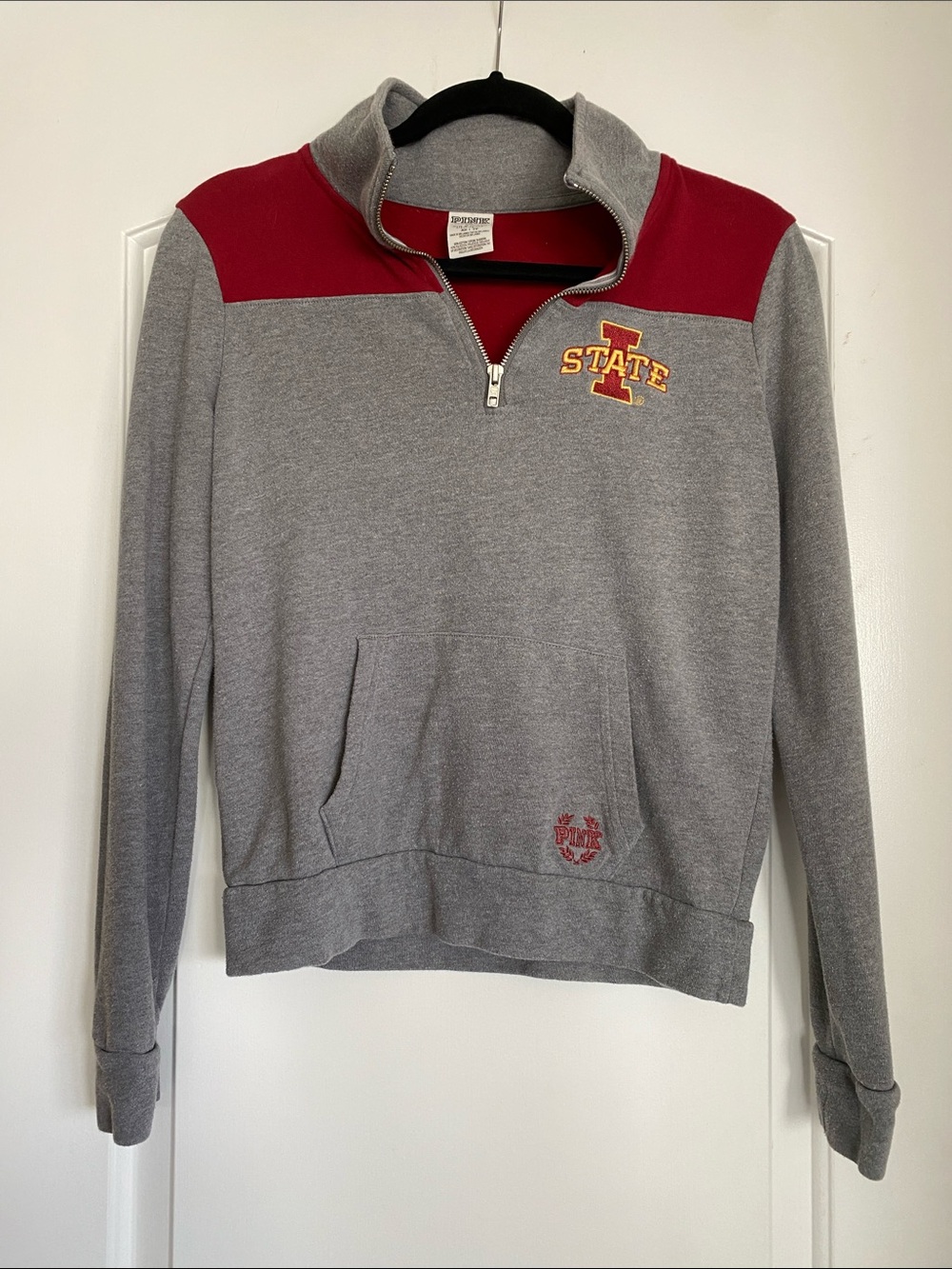 Iowa State Cyclones PINK Victoria's Secret Quarter Zip Sweatshirt Collar XS